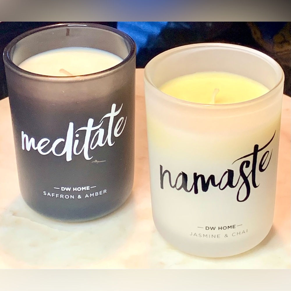 DW HOME CANDLE MEDITATE NAMASTE SAFRON AMBER JASMINE CHI DUO 7.6oz EACH SOY NEW - Picture 10 of 11